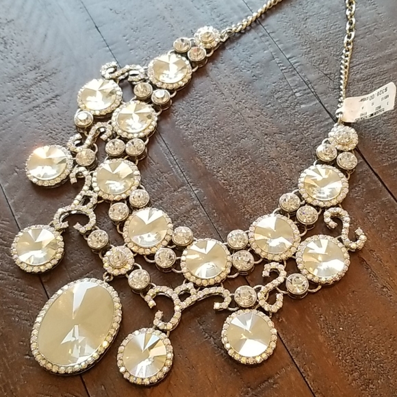 Cache Mirrored Rhinestone Statement Necklace NWT - Picture 6 of 11